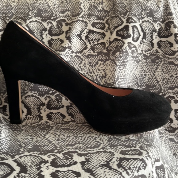 Black suede Stewart Weitzman semi platform 3-1/2 “ heels - Picture 4 of 10